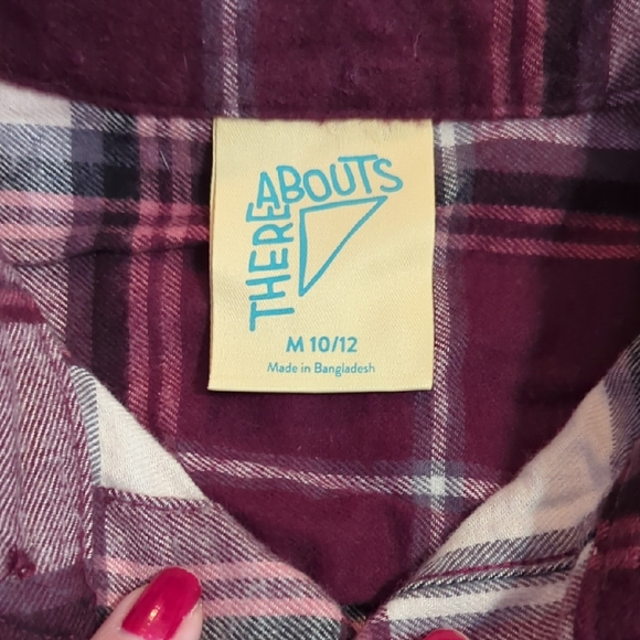 Stylish Kids' Burgundy Plaid Button-Down Shirt - Picture 2 of 5